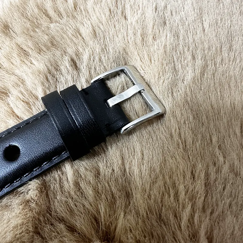 Edge 22MM Black Leather Strap- Elegant Watch Band